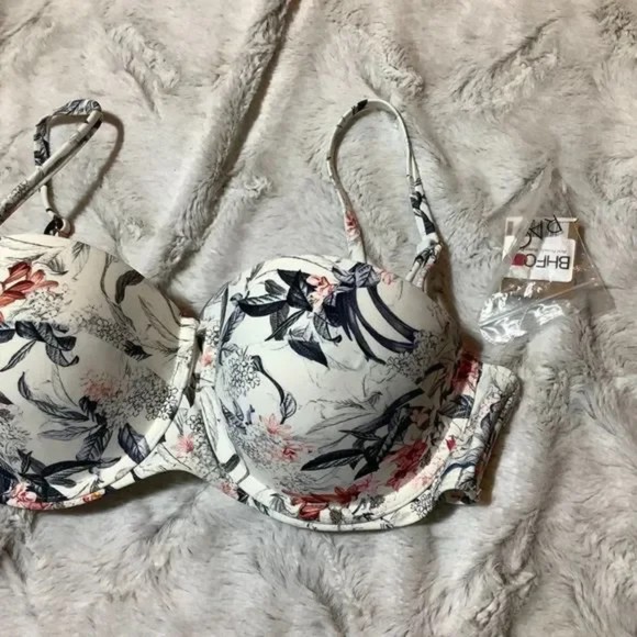 rachel roy white floral push up bikini top size medium - Picture 4 of 8